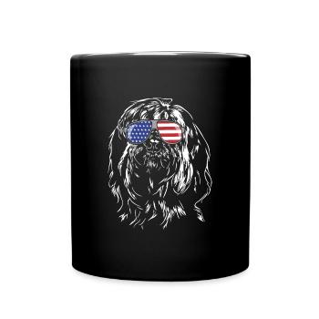 BRIARD Amérique Flag Lunettes de soleil Chiens Wilsigns - Mug uni - noir - Devant