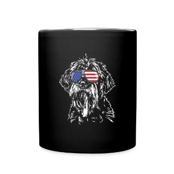 Korthals Griffon Amérique Flag Dogs Wilsigns - Mug uni - noir - Devant