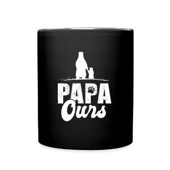 papa ours cadeau t shirt papa ours fête des pères - Mug uni - noir - Devant