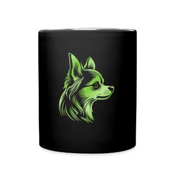 Chihuahua, longhair, dog head, drawing pink - Full Colour Mug - black - Front