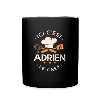 Adrien Chef Ici c est adrien le chef cuisinier - Mug uni - noir - Devant