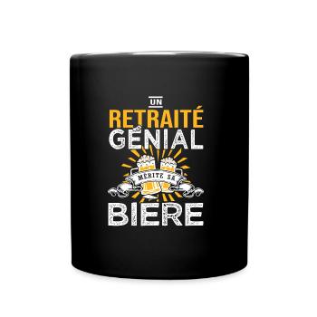 Retraité et Bière cadeau retraite humour retraité - Mug uni - noir - Devant