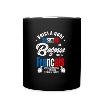Bogosse Français vive la france - Mug uni - noir - Devant