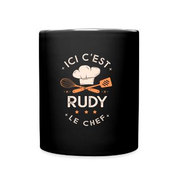 Rudy Chef Ici c est rudy le chef cuisinier - Mug uni - noir - Devant
