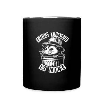 Trash - funny opossum looks out of the garbage can - Full Colour Mug - black - Front