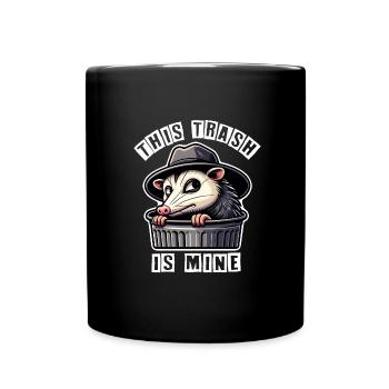 Trash possum with hat looking out of the garbage can - Full Colour Mug - black - Front