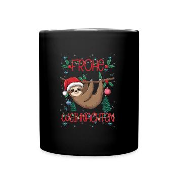 Weihnachtsshirt Faultier Familie Lustiges Outfit - Tasse einfarbig - Schwarz - Vorne