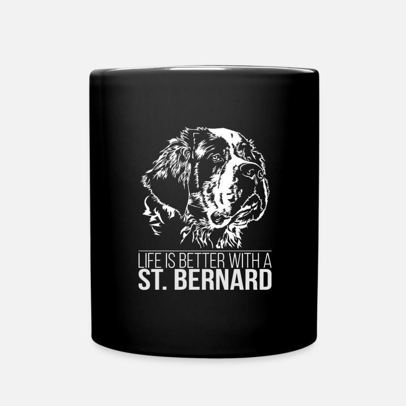ST BERNARD Life is better Wilsigns Geschenk Hund - Tasse einfarbig - Schwarz