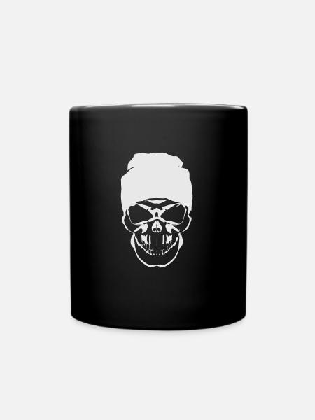 Tête de mort avec casquette hipster crâne noir - Mug uni - noir