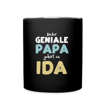 Dieser Geniale Papa Gehört Zu Ida - Tasse einfarbig - Schwarz - Vorne