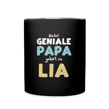 Dieser Geniale Papa Gehört Zu Lia - Tasse einfarbig - Schwarz - Vorne