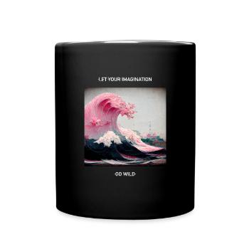 Pink Kanagawa Wave Wave - Full Colour Mug - black - Front