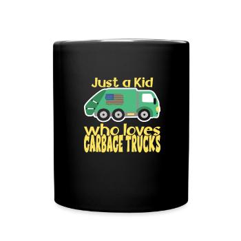 Garbage Truck Birthday Boy - Full Colour Mug - black - Front