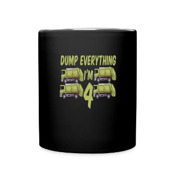 Camion à ordures garçon d’anniversaire 4 - Mug uni - noir - Devant