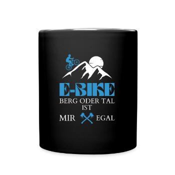 E-Bike Fahrrad Spruch Geschenk - Tasse einfarbig - Schwarz - Vorne
