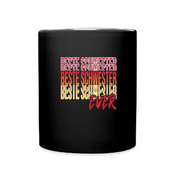 Beste Schwester - Tasse einfarbig - Schwarz - Vorne