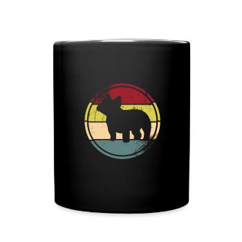 Französische Bulldogge - Tasse einfarbig - Schwarz - Vorne