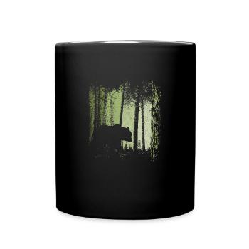 Brown Bear in Forest Outoor Bear Silhouette - Full Colour Mug - black - Front