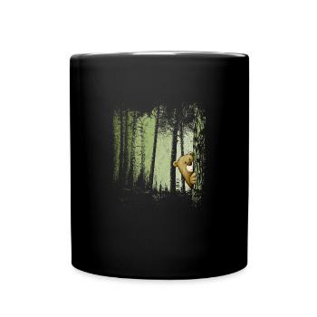 Funny comic bear hidden in the forest - Full Colour Mug - black - Front