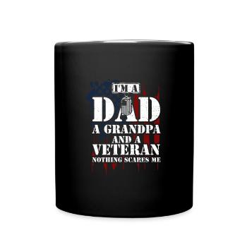 Je suis un papa, un grand-père et un vétéra... - Mug uni - noir - Devant