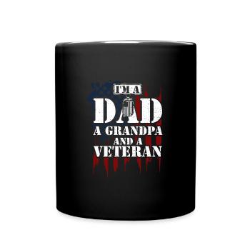 Je suis un papa, un grand-père et un vétéran - Mug uni - noir - Devant