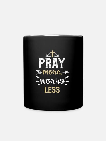 Pray more, worry less - Jesus - Tasse einfarbig - Schwarz