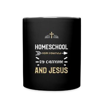 Maman scolarisée à la maison propulsée par Caffei... - Mug uni - noir - Devant