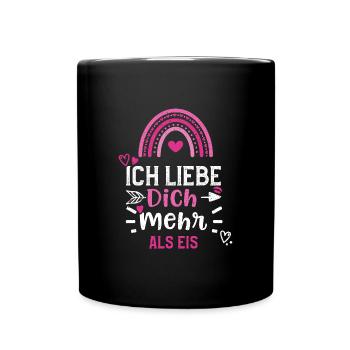 Ich liebe Dich mehr als Eis - Tasse einfarbig - Schwarz - Vorne