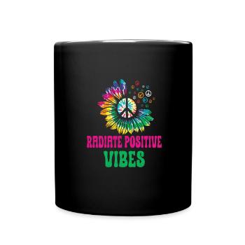 Hippie Peace Sign Peace Flowers Flower Child - Full Colour Mug - black - Front
