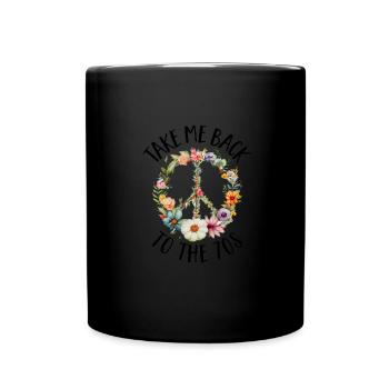 Hippie Peace Sign Peace Flowers Flower Child - Full Colour Mug - black - Front