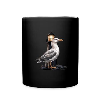Baby Seagull Seabird Lighthouse - Full Colour Mug - black - Front