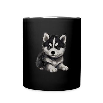 Husky Puppy Dog Baby Sled Dog - Mug uni - noir - Devant