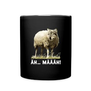 Wolf in Scharfspelz Wild Wolves Wilderness Howl - Full Colour Mug - black - Front