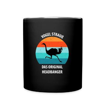 Strauß Ostrich Vogel Strauß Ornithologie - Tasse einfarbig - Schwarz - Vorne