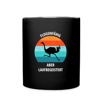 Strauß Ostrich Vogel Strauß Ornithologie - Tasse einfarbig - Schwarz - Vorne