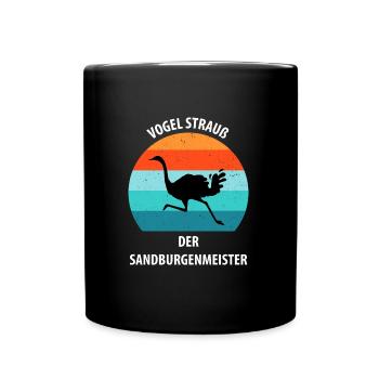 Strauß Ostrich Vogel Strauß Ornithologie - Tasse einfarbig - Schwarz - Vorne
