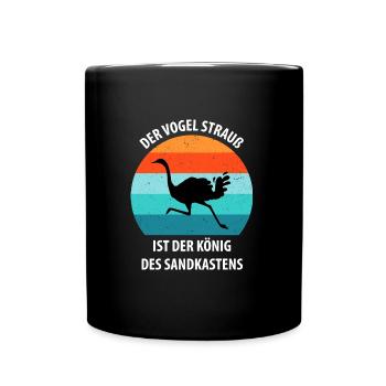 Strauß Ostrich Vogel Strauß Ornithologie - Tasse einfarbig - Schwarz - Vorne