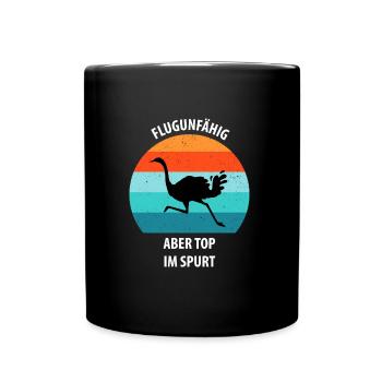 Strauß Ostrich Vogel Strauß Ornithologie - Tasse einfarbig - Schwarz - Vorne