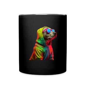 Labrador Hund mit Sonnenbrille - Tasse einfarbig - Schwarz - Vorne