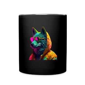 Wolf with sunglasses wolves predator - Full Colour Mug - black - Front