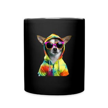 Chihuahua dog with sunglasses - Full Colour Mug - black - Front
