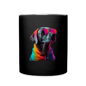 Labrador Hund mit Sonnenbrille - Tasse einfarbig - Schwarz - Vorne