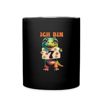 7. Geburtstag - Tasse einfarbig - Schwarz - Vorne