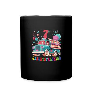 7. Geburtstag Jungs - Tasse einfarbig - Schwarz - Vorne