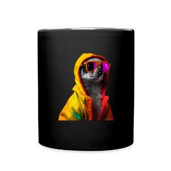 Meerkat with Sunglasses Colorful Cool - Full Colour Mug - black - Front