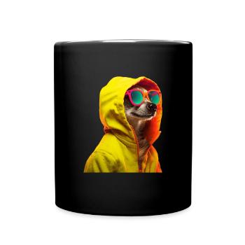 Meerkat with Sunglasses Colorful Cool Animals - Full Colour Mug - black - Front