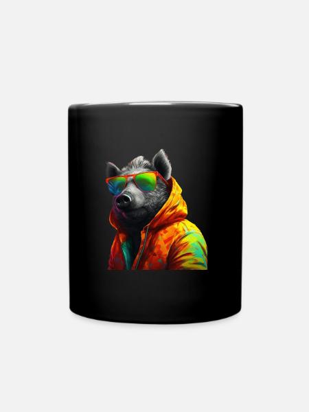 Sanglier avec lunettes de soleil Coloré Animaux de la forêt fraîche - Mug uni - noir