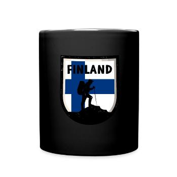 Finland Flag Suomi Finnish Flag Used Look - Full Colour Mug - black - Front