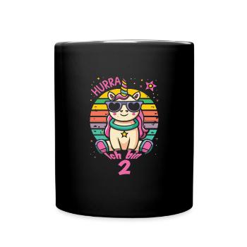 2. Geburtstag - Tasse einfarbig - Schwarz - Vorne