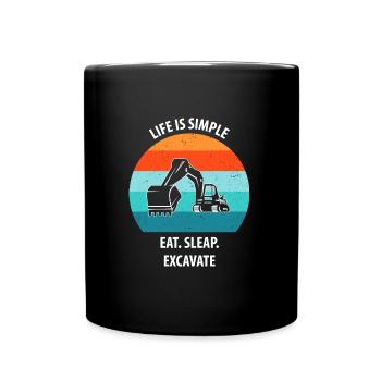 Bagger Baggerfahrer Baggerwagen - Tasse einfarbig - Schwarz - Vorne